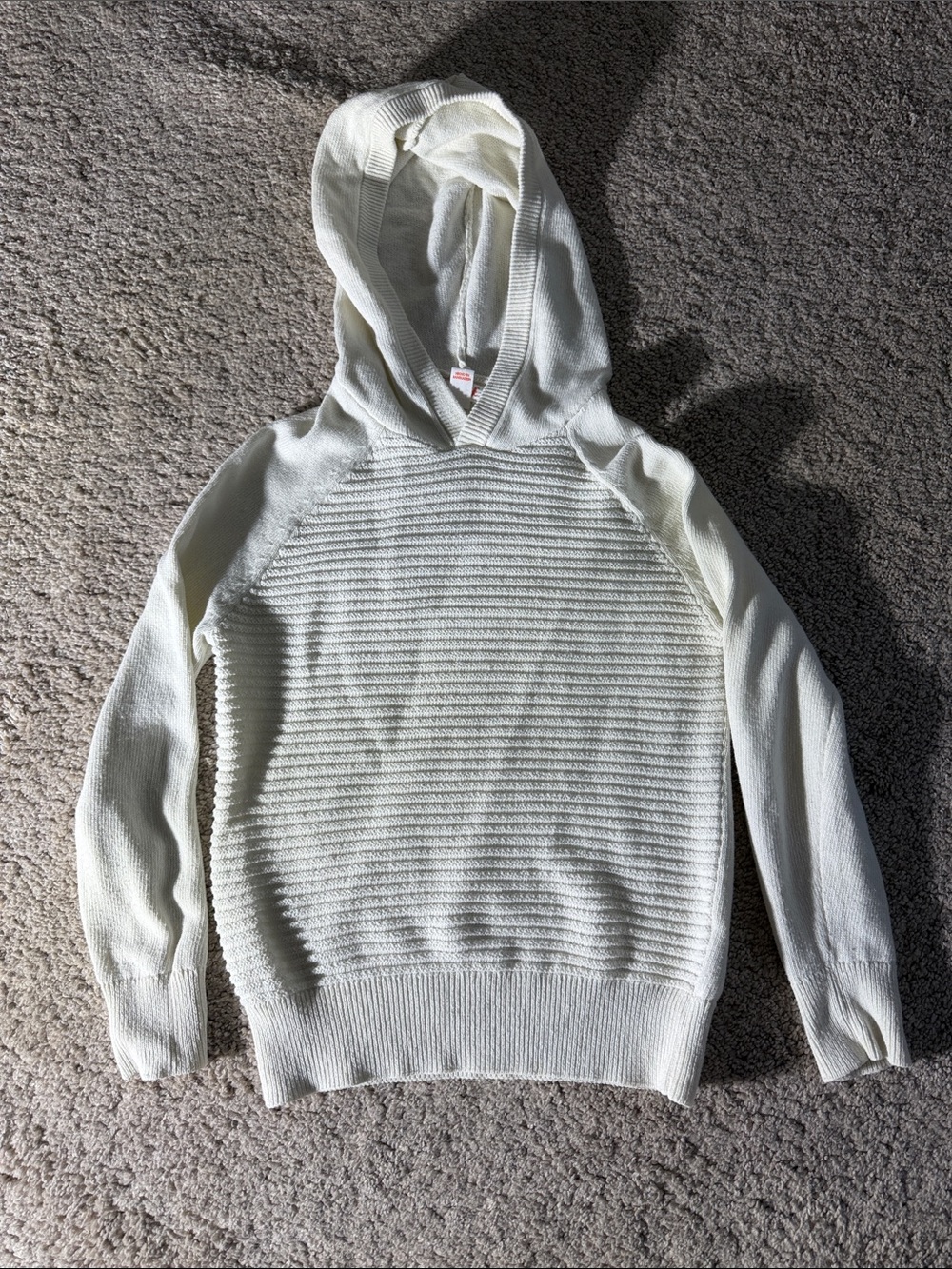 Boy's Cream Hooded Knit Sweater